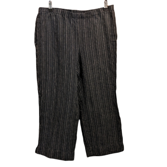 J. Jill Pants - J. Jill Love Linen Black & White Stripe Wide Leg Crop Pants